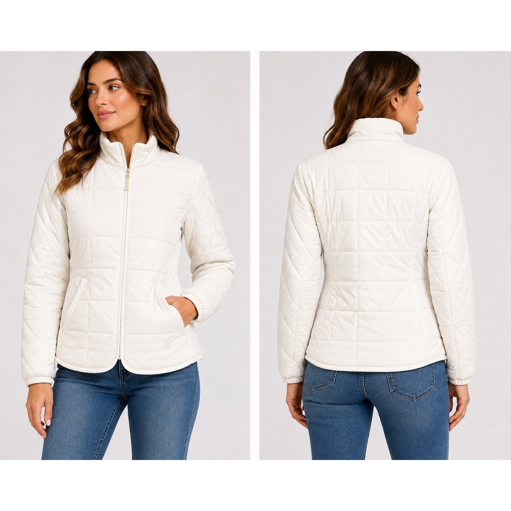 Avalanche Womens Quilted Full Zip Puffer Jacket Off White CA8086 Small